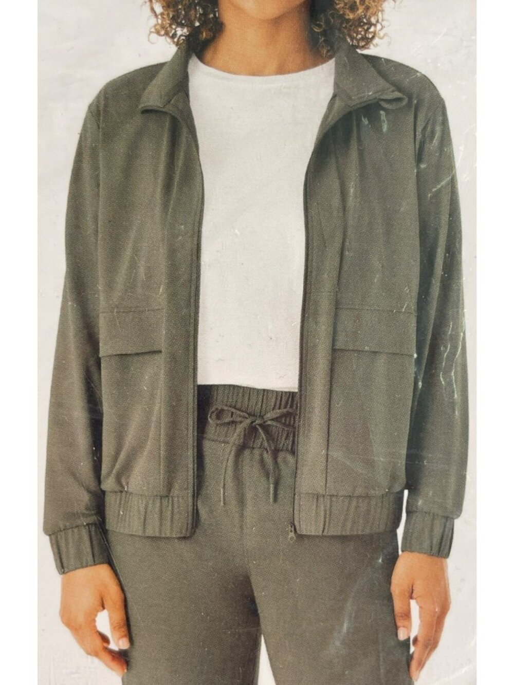 Members Mark Travel Jacket Olive Front & Interior Pockets Comfy Wmn's Sz XL NEW